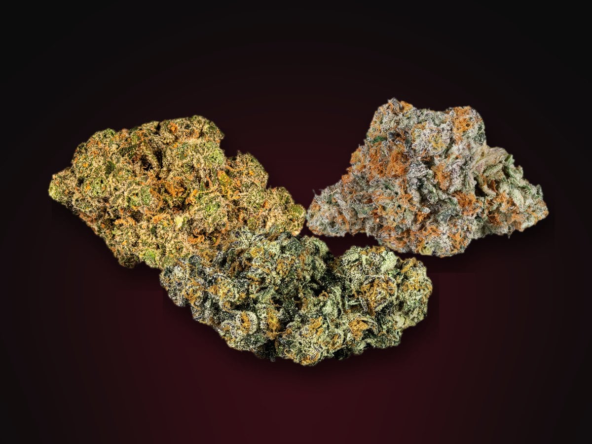 White Wedding, Velvet Pie and Fried Ice Cream cannabis buds, Fade Co. dessert strains