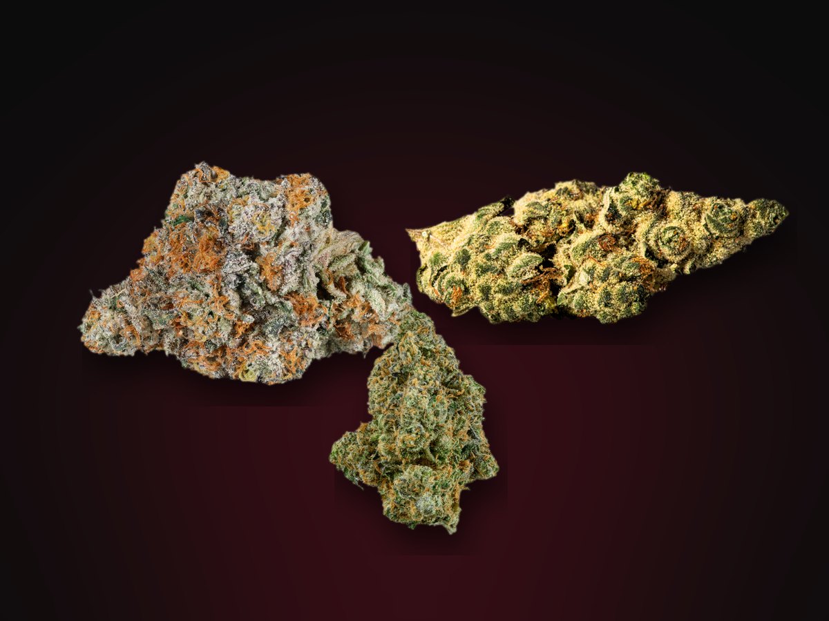 Velvet Pie, Blackberry Champagne and Bubble Bath cannabis buds, Fade Co. floral strains